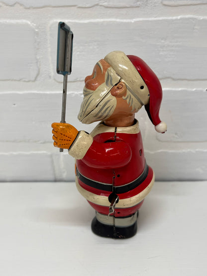 Vintage Wind-up 1950's Santa Tin Lithograph Toy
