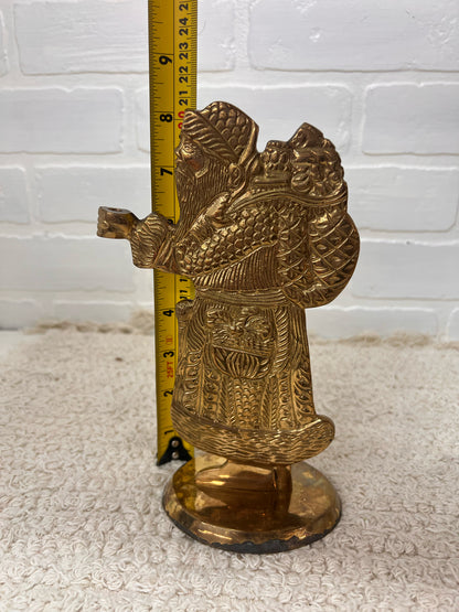 Vintage Brass Santa Taper Candle Holder
