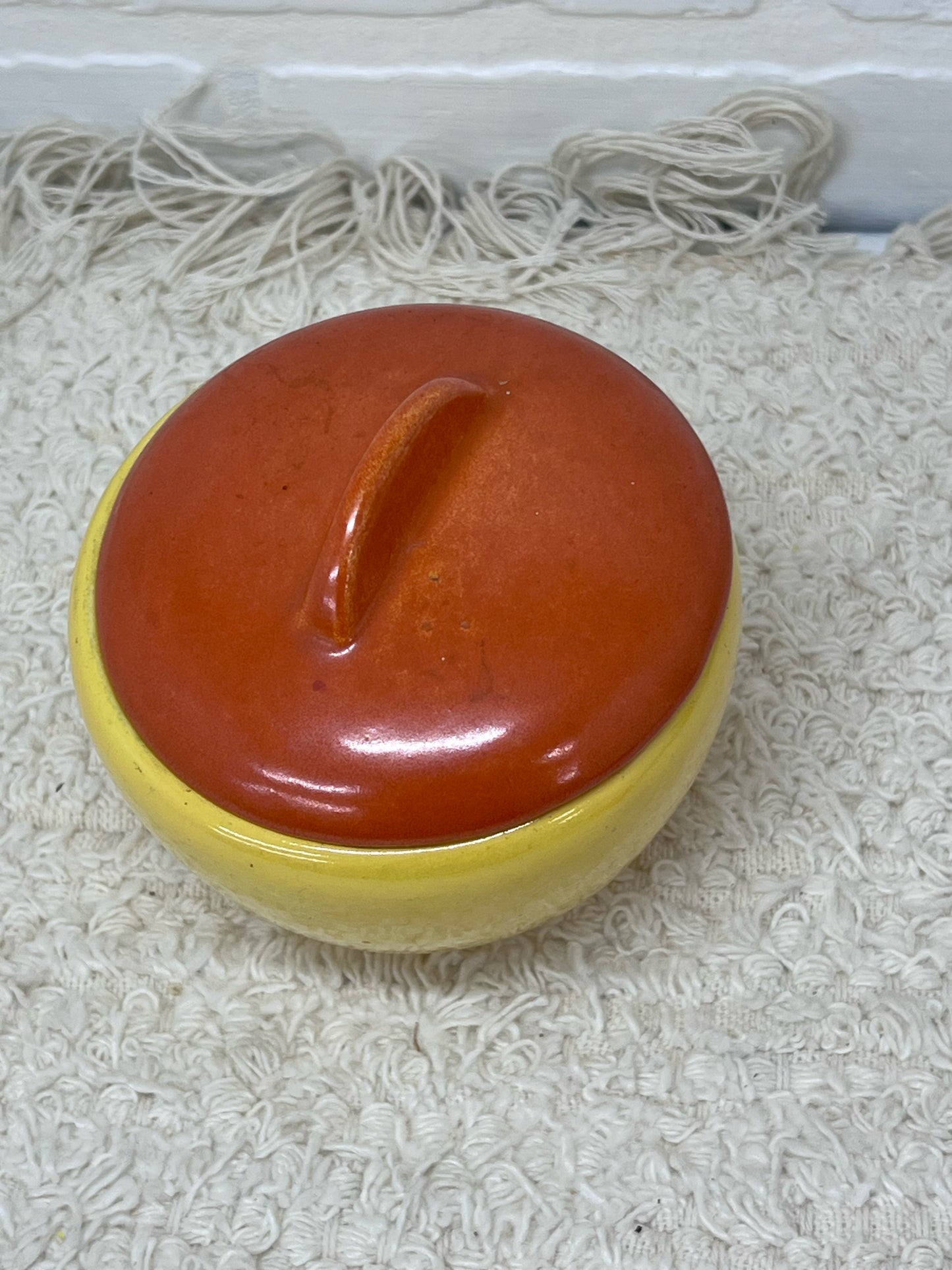 Stangl Pottery Sugar Bowl - Art Deco Orange & Yellow