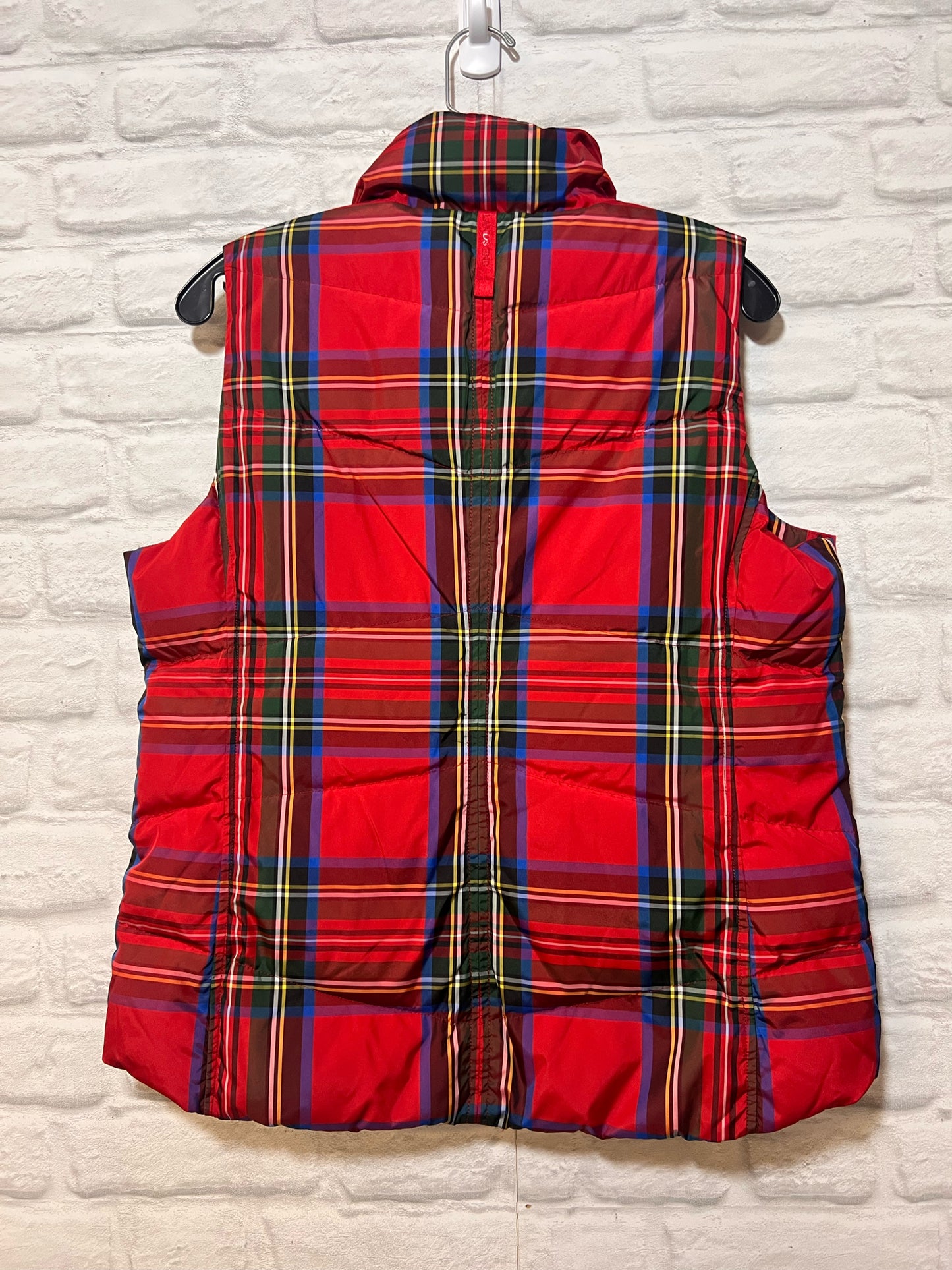 Size M Land's End Red Plaid Down Filled Vest