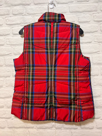 Size M Land's End Red Plaid Down Filled Vest