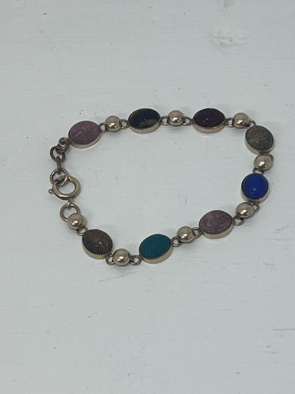 Vintage 1969 Egyptian Revival Scarab Bracelet 12K Gold Filled