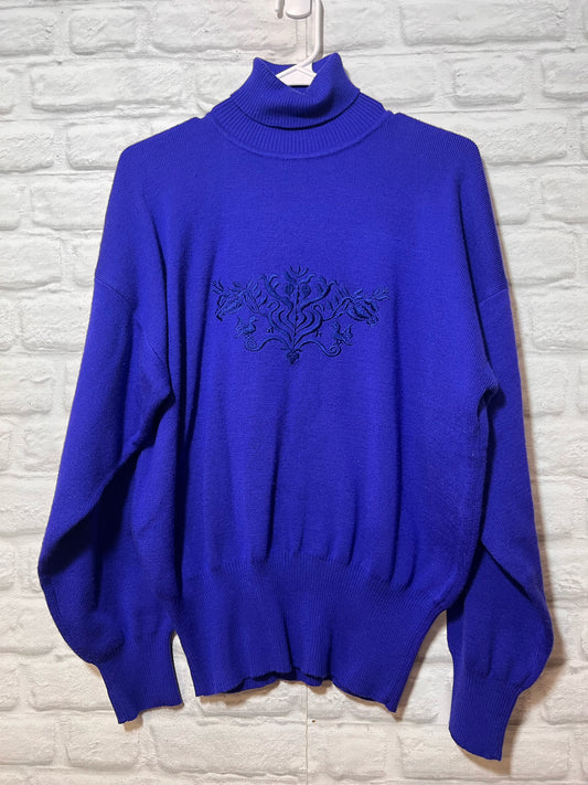 Size M Meister Royal Purple Turtleneck Vintage Sweater