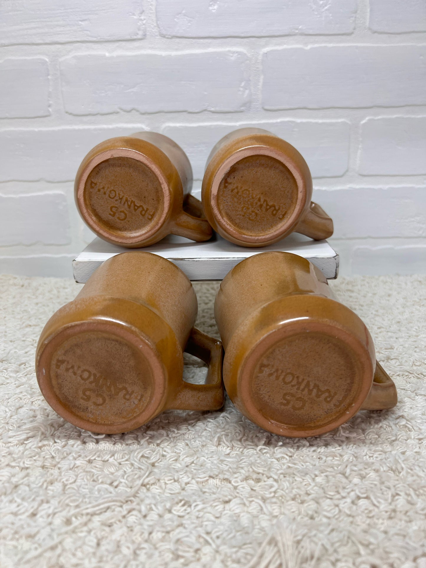Frankoma Mug Set C5 Brown Pottery - Original Box!