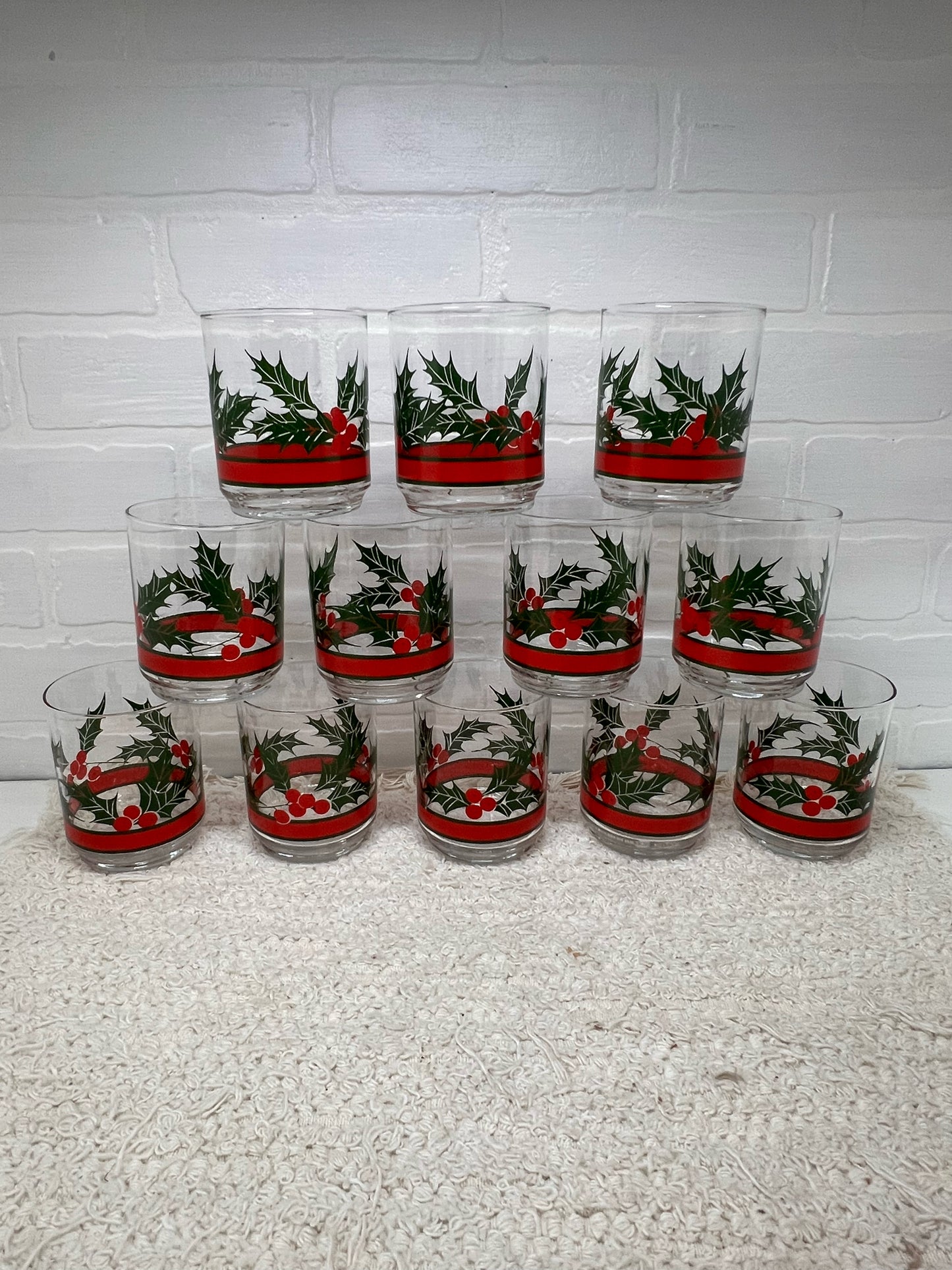 Libbey Holly Tumbler Vintage Glass Set - 12 Glasses