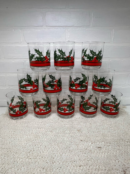 Libbey Holly Tumbler Vintage Glass Set - 12 Glasses