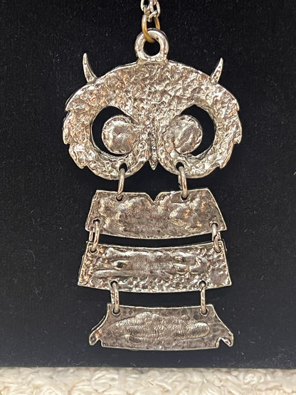 Vintage Silvertone Owl Pendant