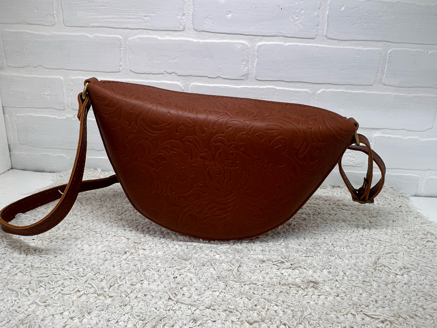 Portland Leather Embossed Floral Leather Crossbody