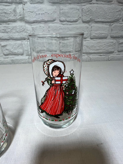 Hollie Hobbie Coca Cola Holiday Glass Trio