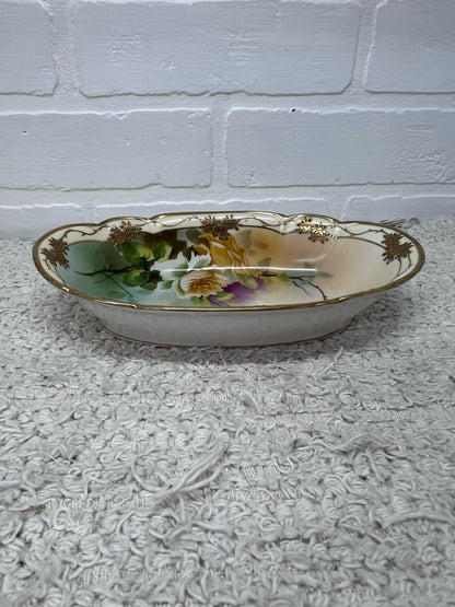 Vintage Nippon China Hand Painted Rose Floral Dish