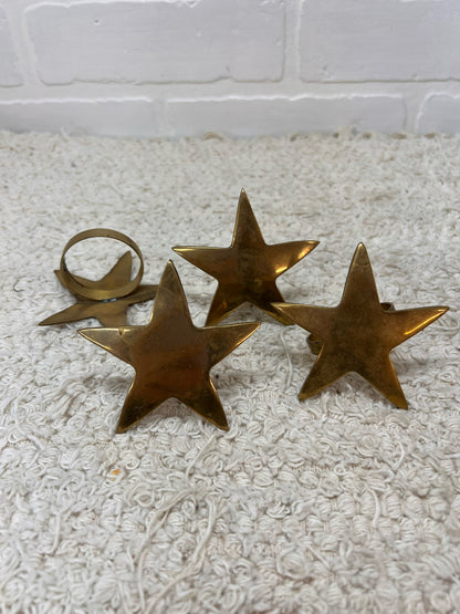 Vintage Brass Star Napkin Ring Set - Four