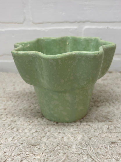 Imperial Pottery Mottled Mint Green Ruffled Flower Pot