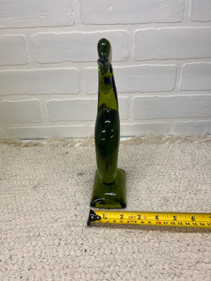 Mid Century Modern Viking Glass Kellogg Rooster Figurine – Avocado Green Art Glass