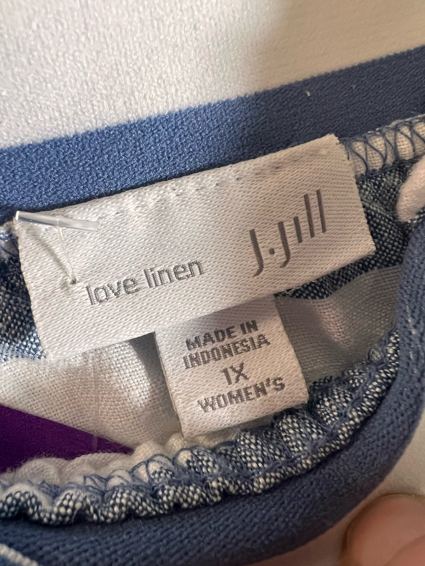 Size 1X J Jill Blue & White Striped Linen Midi Skirt