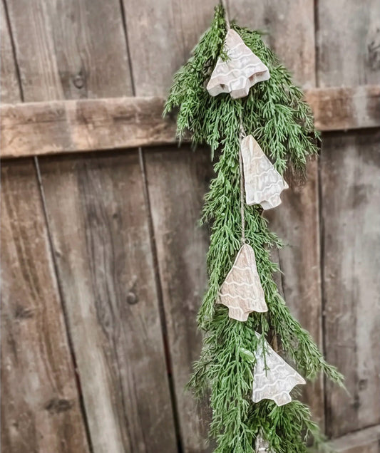 78"  Garland with 12 Tree Shaped Ornaments