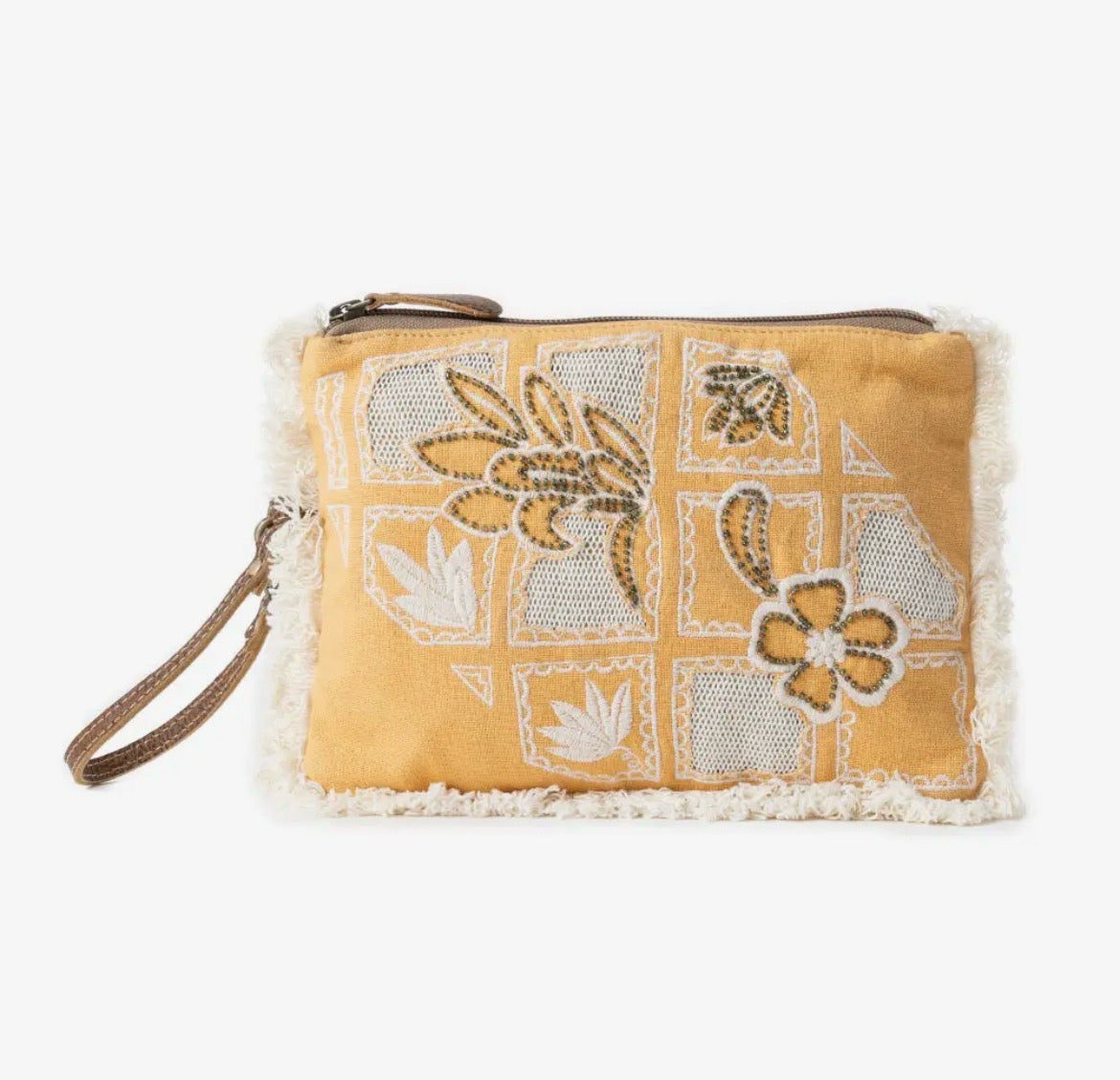 Myra Bag Daisy Pop Woven Pouch in Marigold Yellow