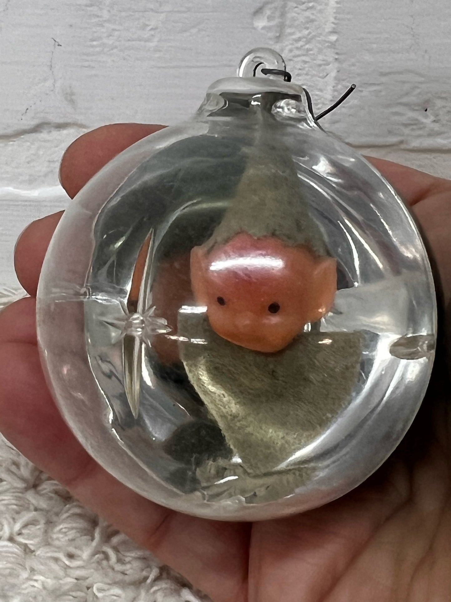 Vintage JewelBrite Elf Diorama Ornament