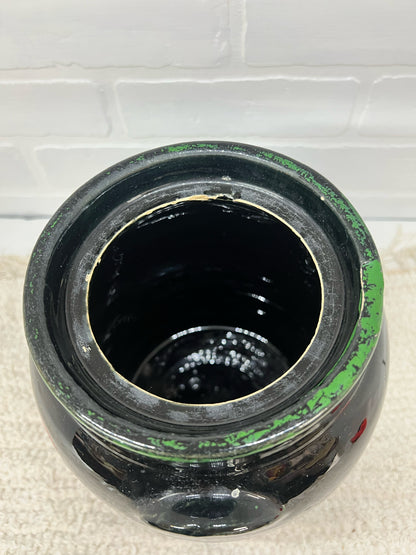 Primative painted lidded crock