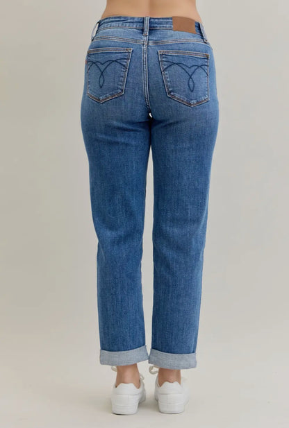 Judy Blue MR BF Classic Cuffed jeans