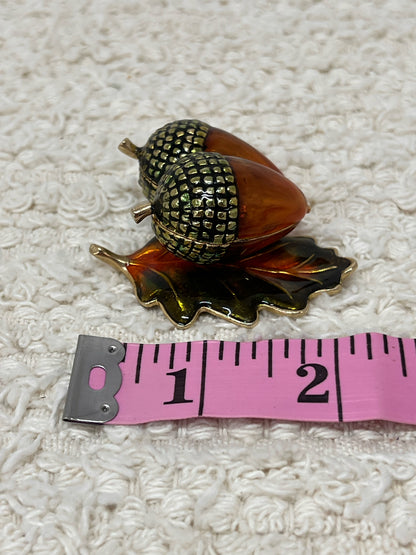 Monet Acorn Enameled Trinket Box