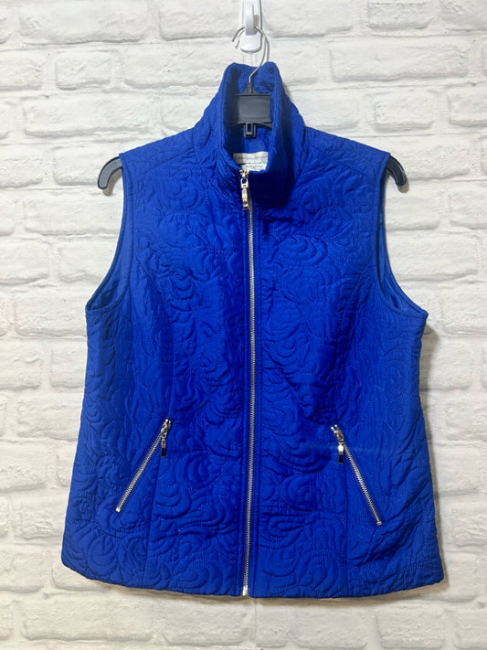 Size M Christopher & Banks royal blue quilted zip vest