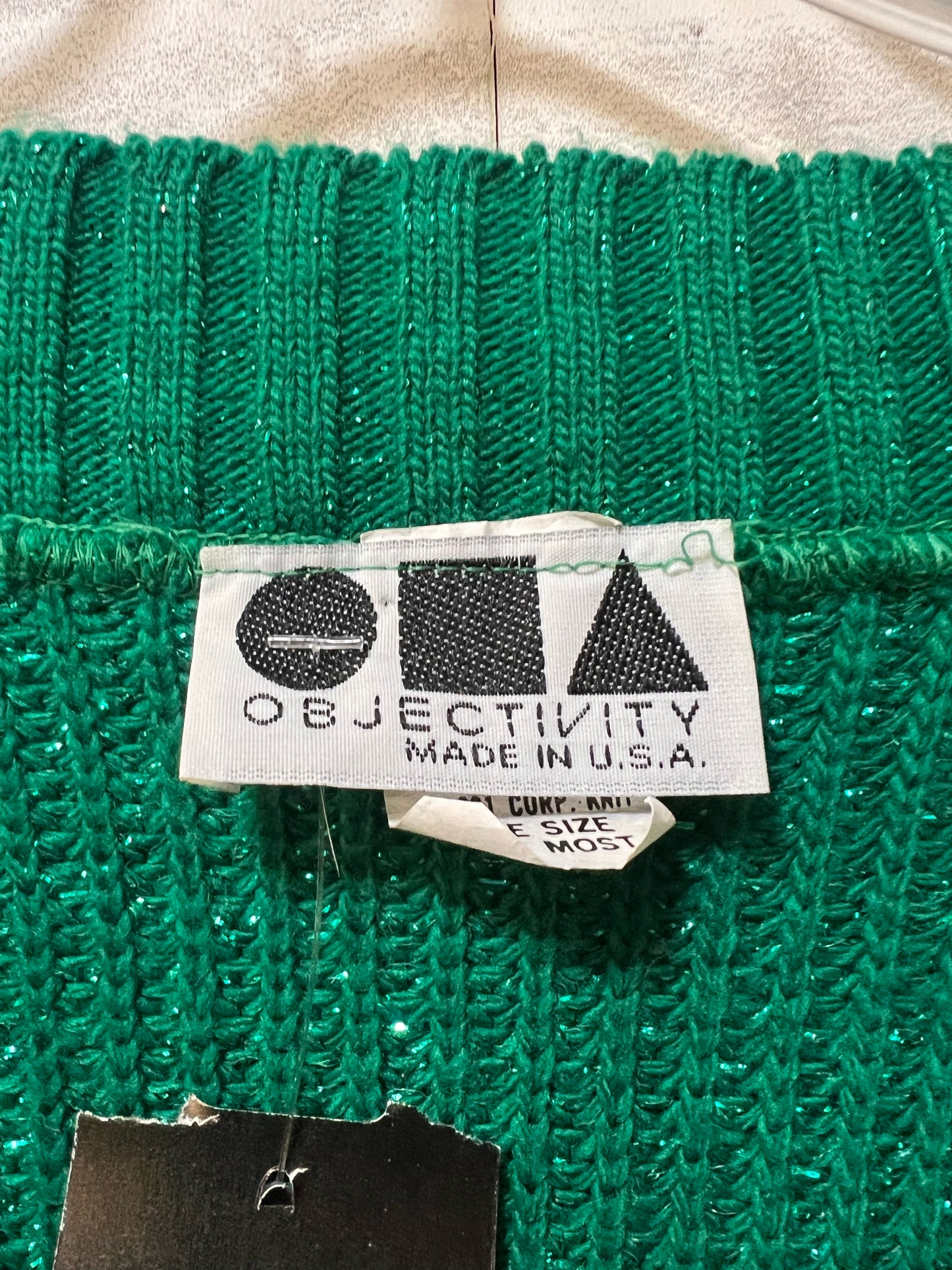 Size One Size Objectivity 1990's Vintage Green Metallic Sweater