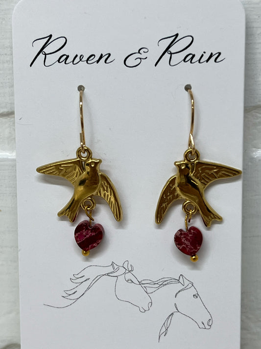 Raven & Rain Valentine Earrings - Goldtone