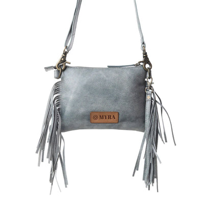 Myra Bag ThunderFly Fringered Leather Bag in Silver Dust