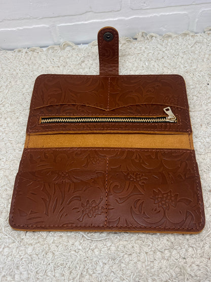 Portland Leather Embossed Cognac Brown Wallet