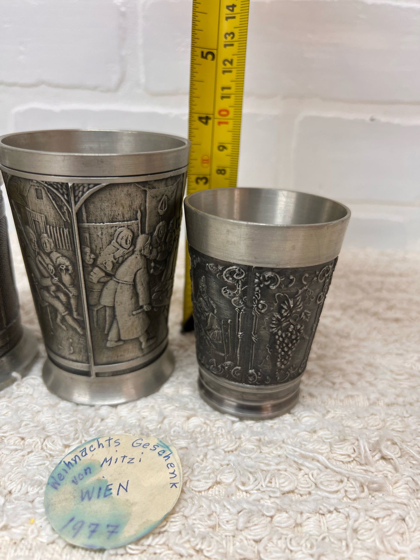 Austrian Pewter Glass Set - Vintage 1970s