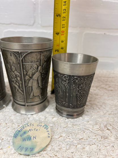 Austrian Pewter Glass Set - Vintage 1970s
