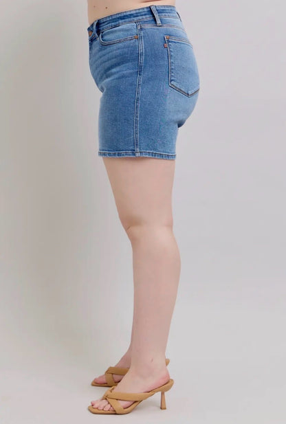 Judy Blue 2 Button Mid Length Dad Shorts - 1X-2X-3X