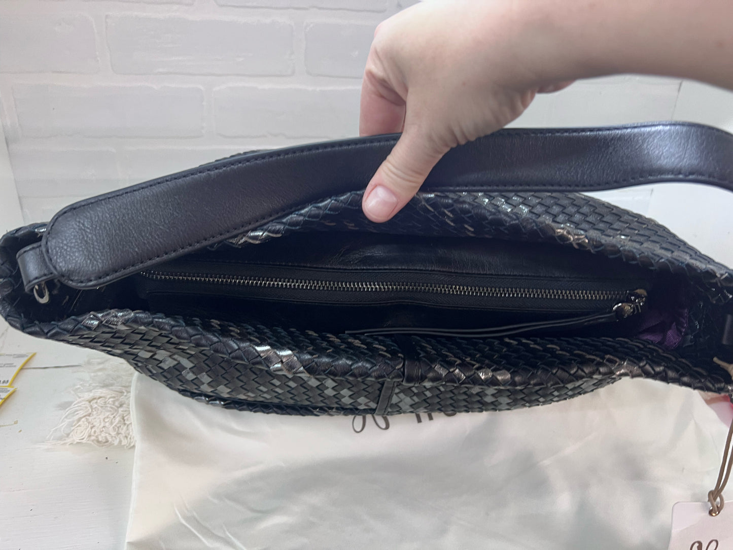 NWT Hobo Harley Hobo Bag in Black & Metallic Woven Leather