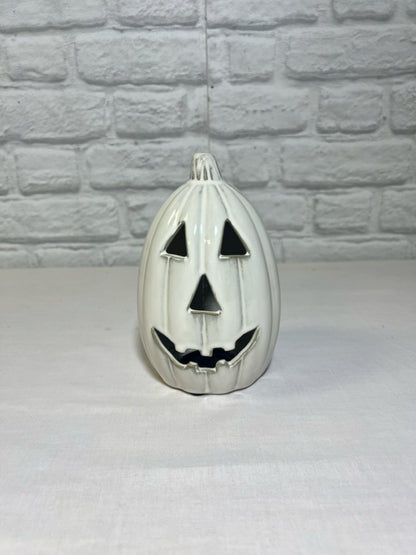 NEW White Ceramic Pumpkin, 7" tall