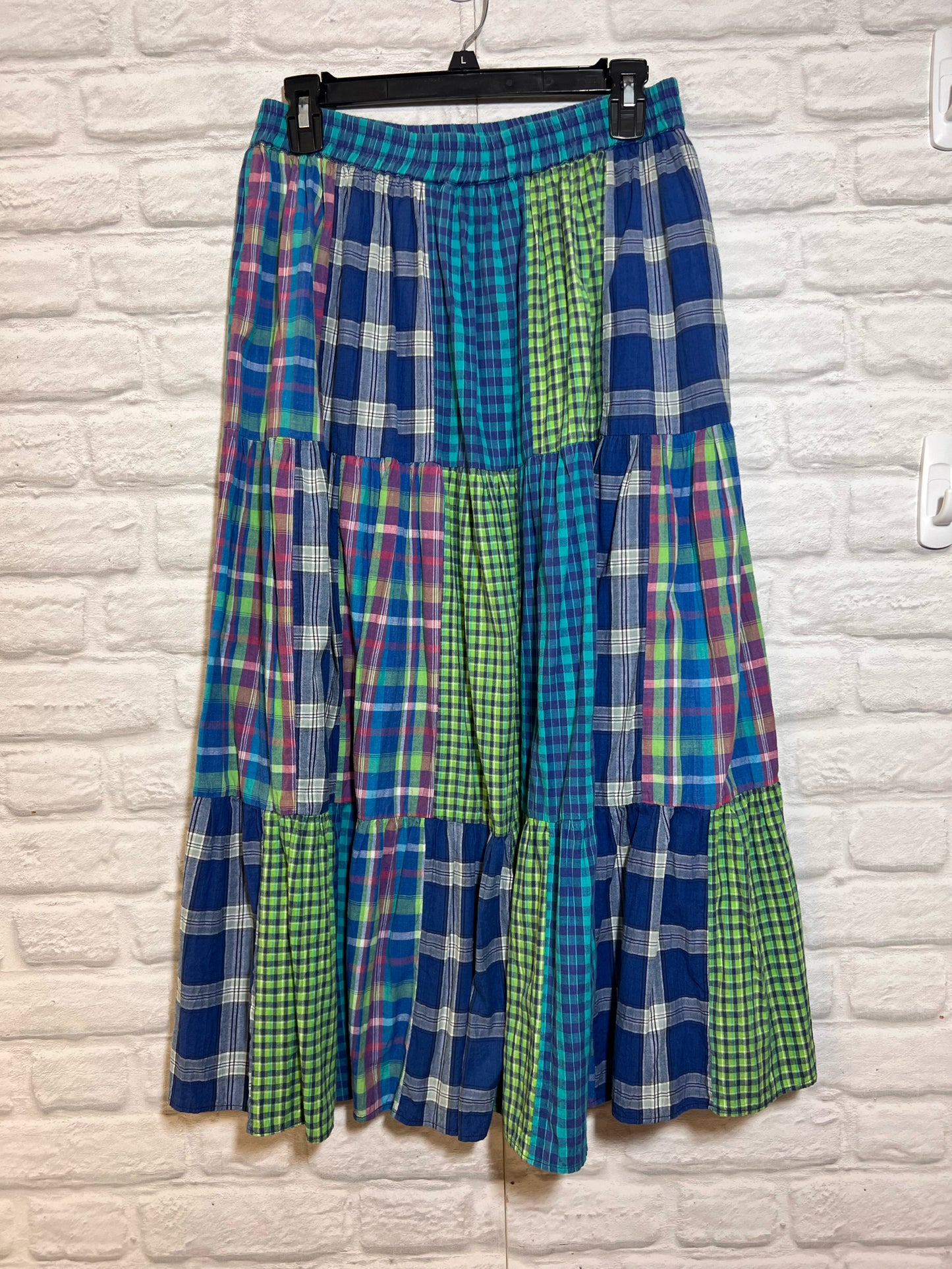 Size L Casey & Max Cotton Maxi Skirt - Multicolor Plaid
