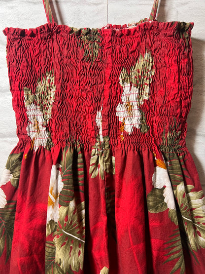Pacific Legend Vintage Sun Dress Red Hawaii Print