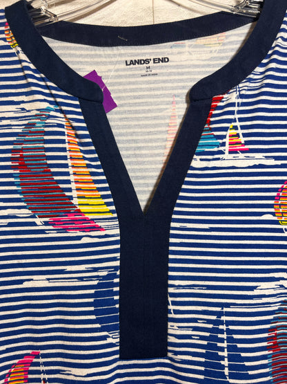 Size M Land's End Cotton Long Sleeve Dress w/ Stripe/Boat Pattern