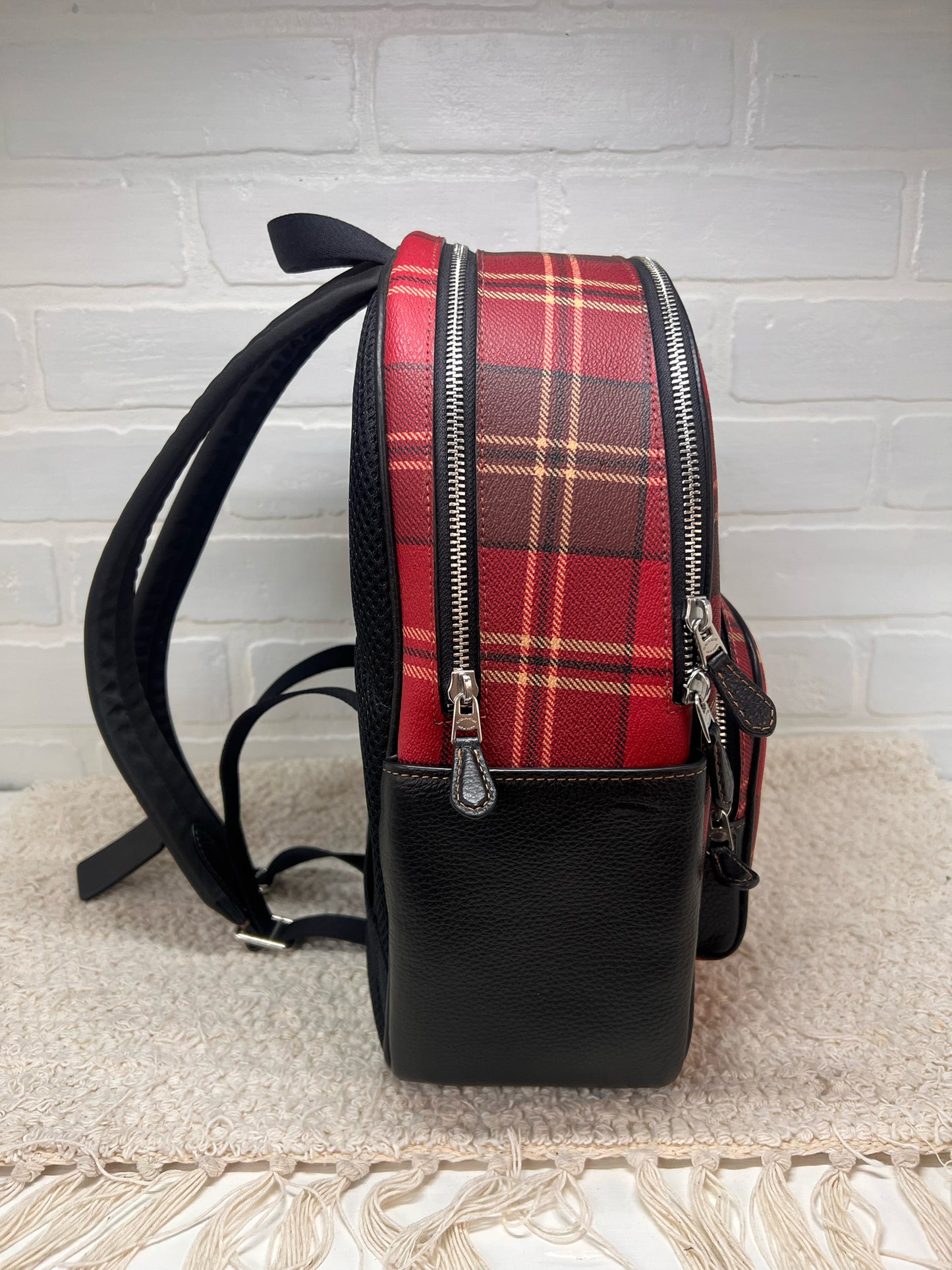 Coach Leather Tartan Plaid Court Backpack Bag