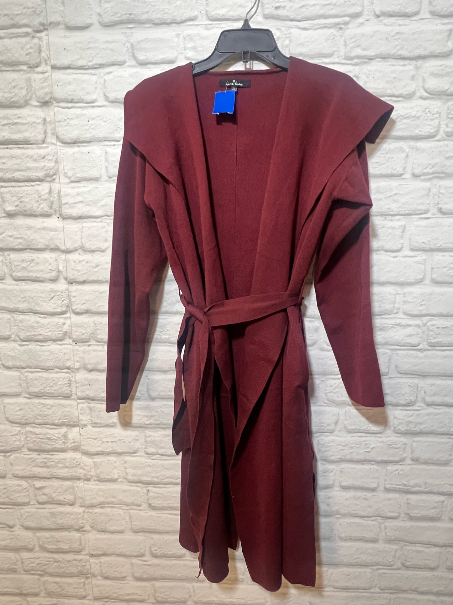 Size L LoveTree Longline Maroon Knit Cardigan