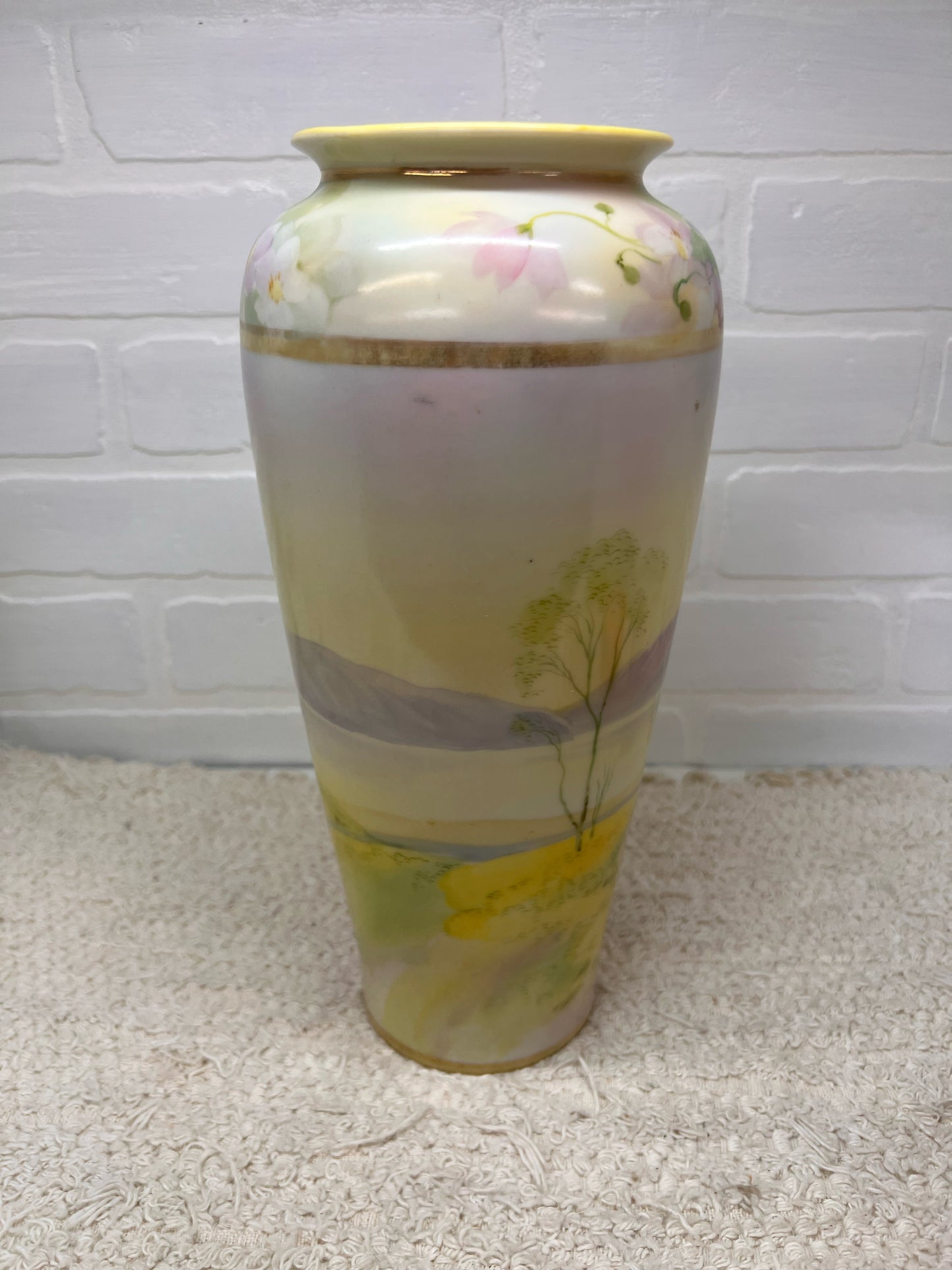 Nippon Hand Painted 12" Vase - Spring Blossom and Scenery