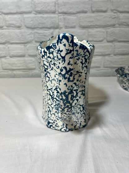 McCoy pitcher & bowl set in blue spatterware