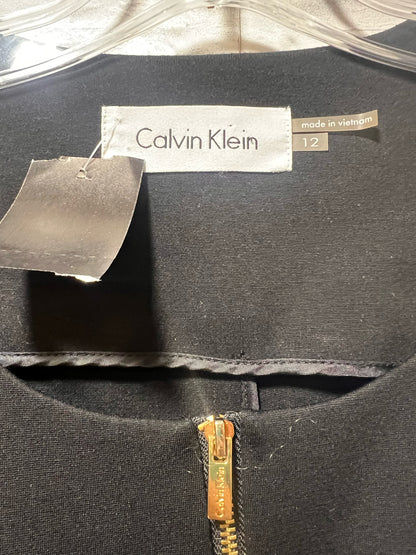 Size 12 Calvin Klein Black Fitted Zip Front Jacket