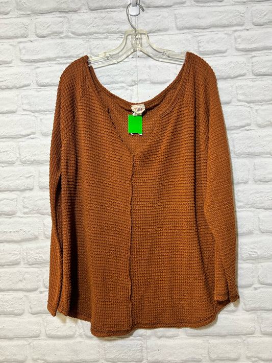 Size XL Bib pumpkin waffle knit top