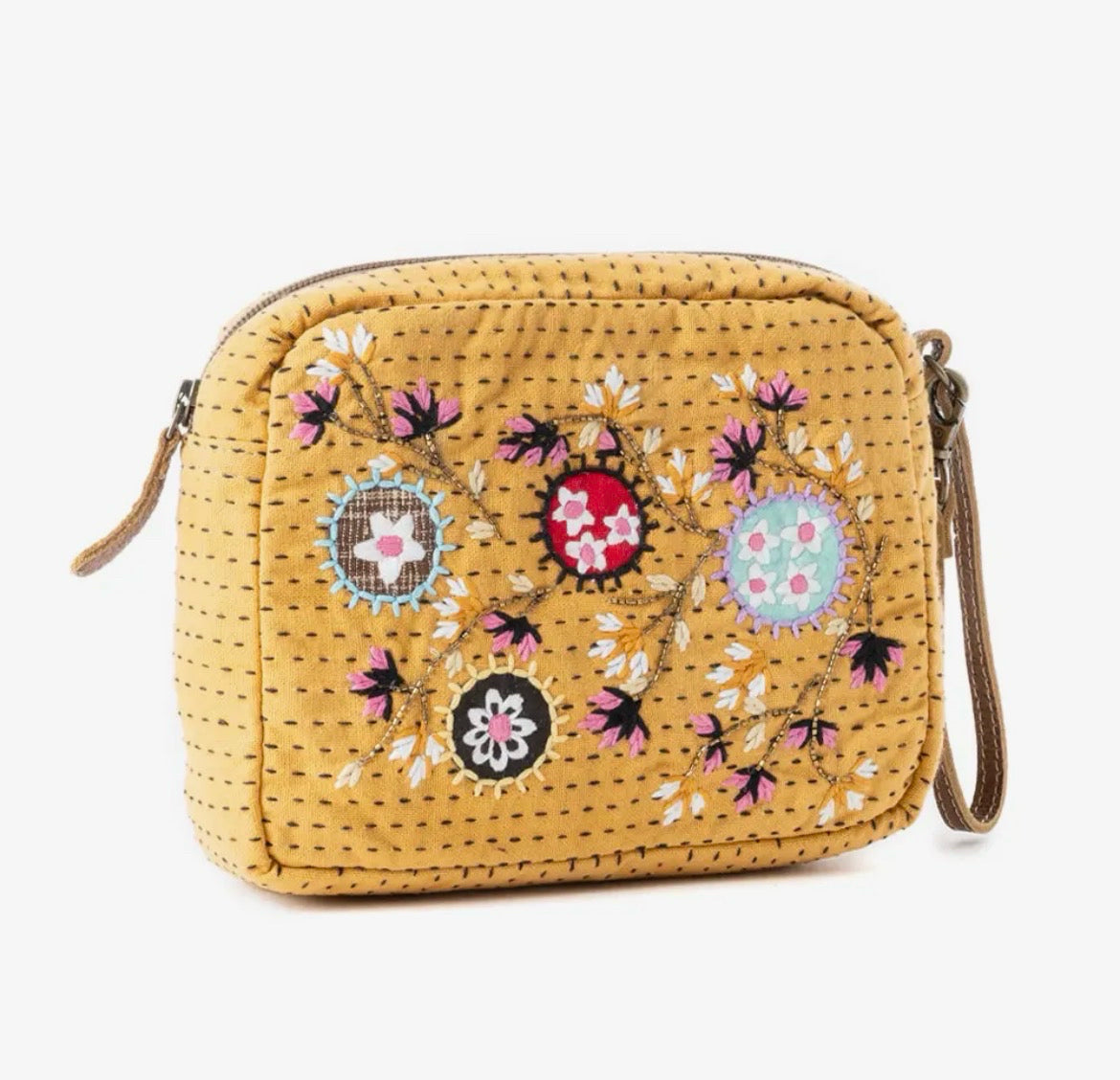 Myra Bag Daisy Pop Woven Pouch in Marigold Yellow