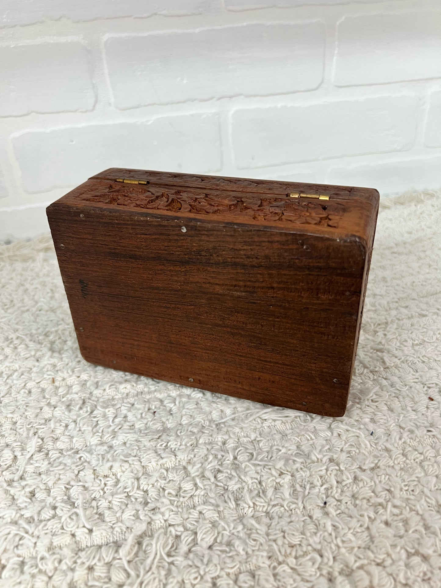 Carved floral wood box