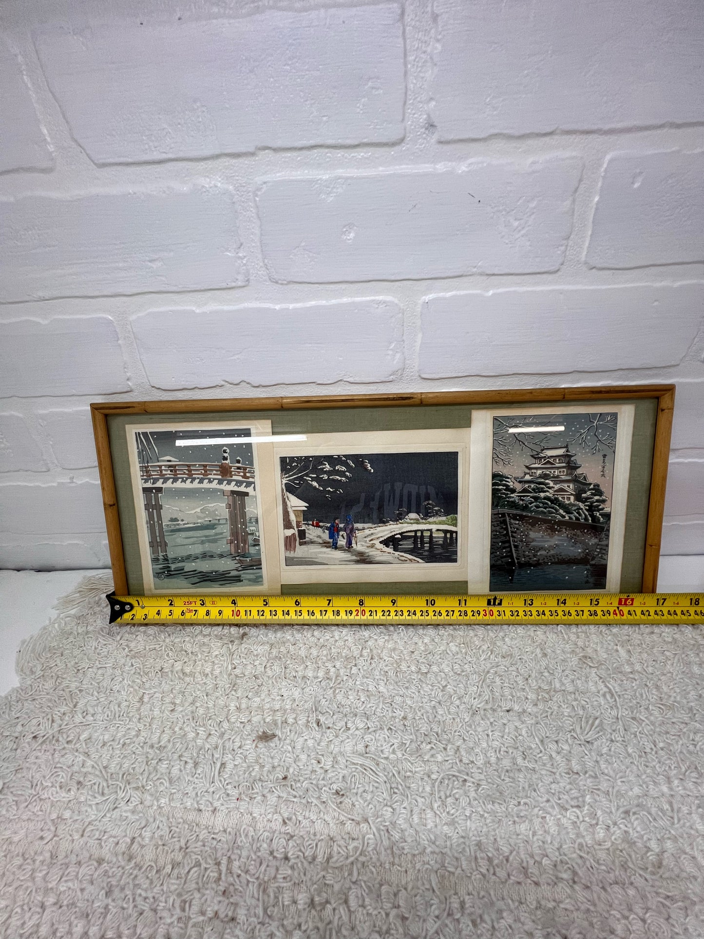 Vintage Framed Series of 1930's/1940's Japanese Block Print Postcards