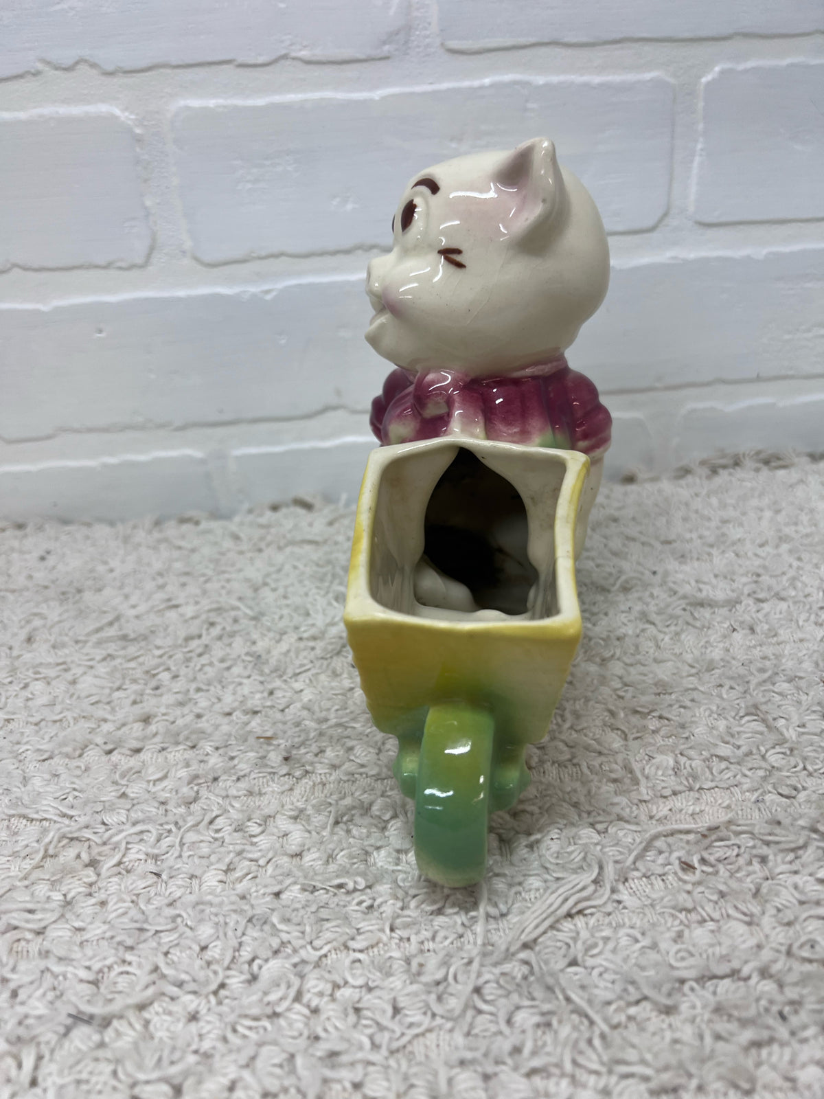 Circa 1950's Shawnee Planter Pig w/ Wheelbarrow