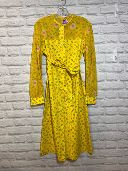 Vintage Bright Yellow Flower Power Mod 60s/70s Dress