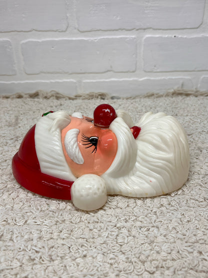Vintage Plastic Santa Face Wall Mounted Music Box - 1970's
