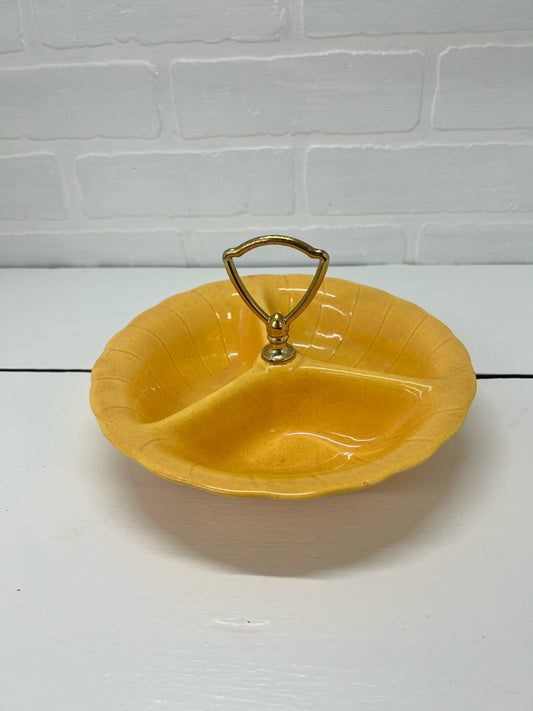 Lane & Co yellow pottery divided dish